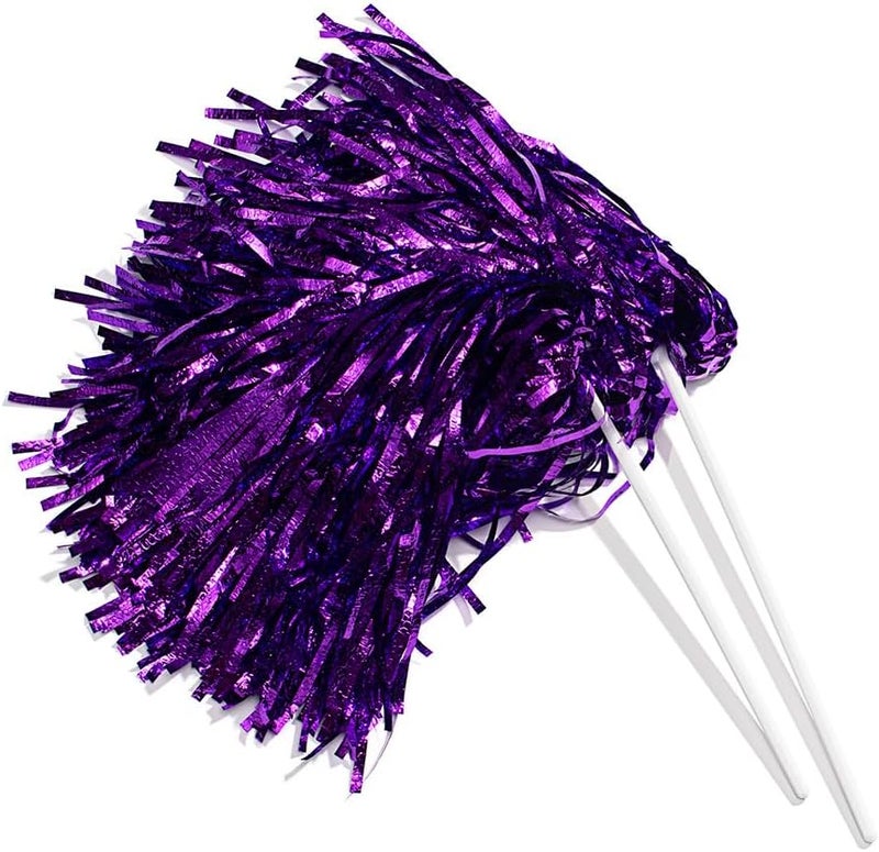 Anderson's Metallic Foil Textured School Spirit Shakers, Cheerleader Pom Poms, Football, Basketball, Homecoming Squad, Team, Party, Dance, Club, Performance, Fan Celebration Pack of 10 - Image 1